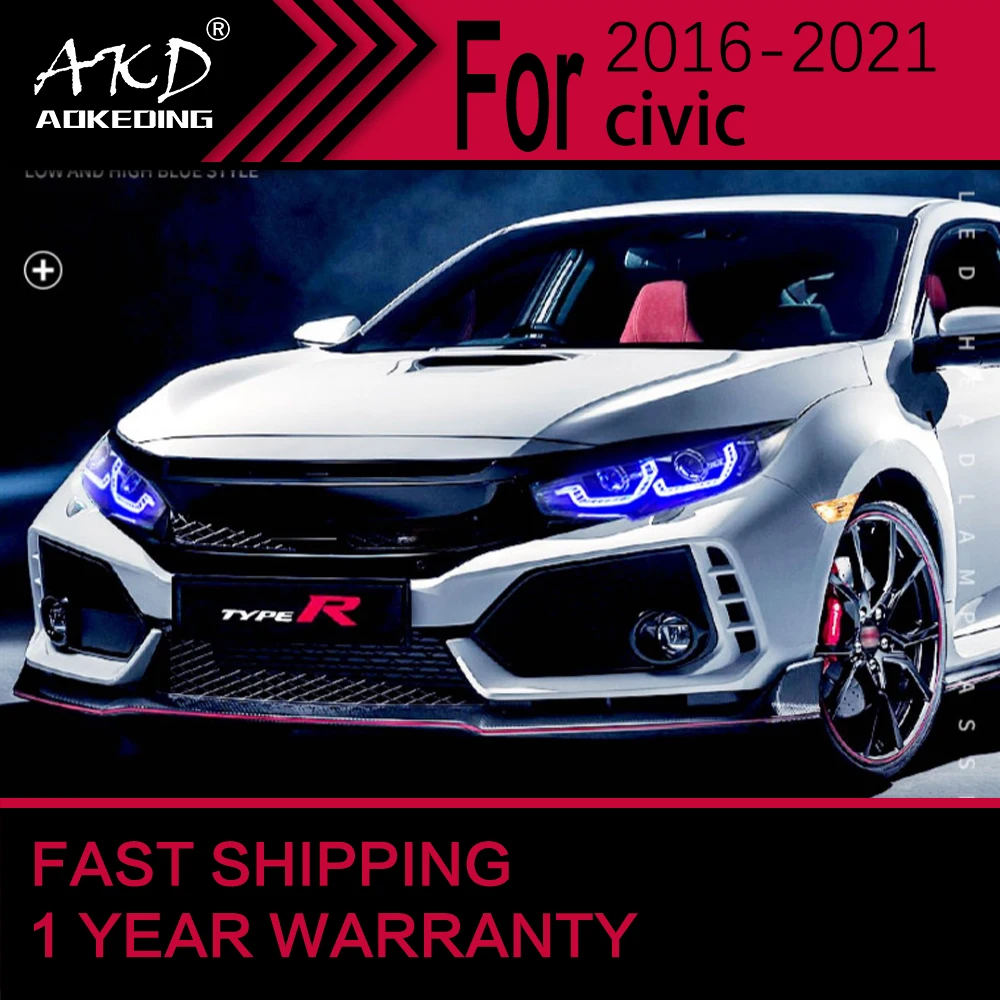 Luces de coche para Honda CIVIC faro LED 2016-2021 lámpara de cabeza Civic lente de proyector Drl accesorios automotrices