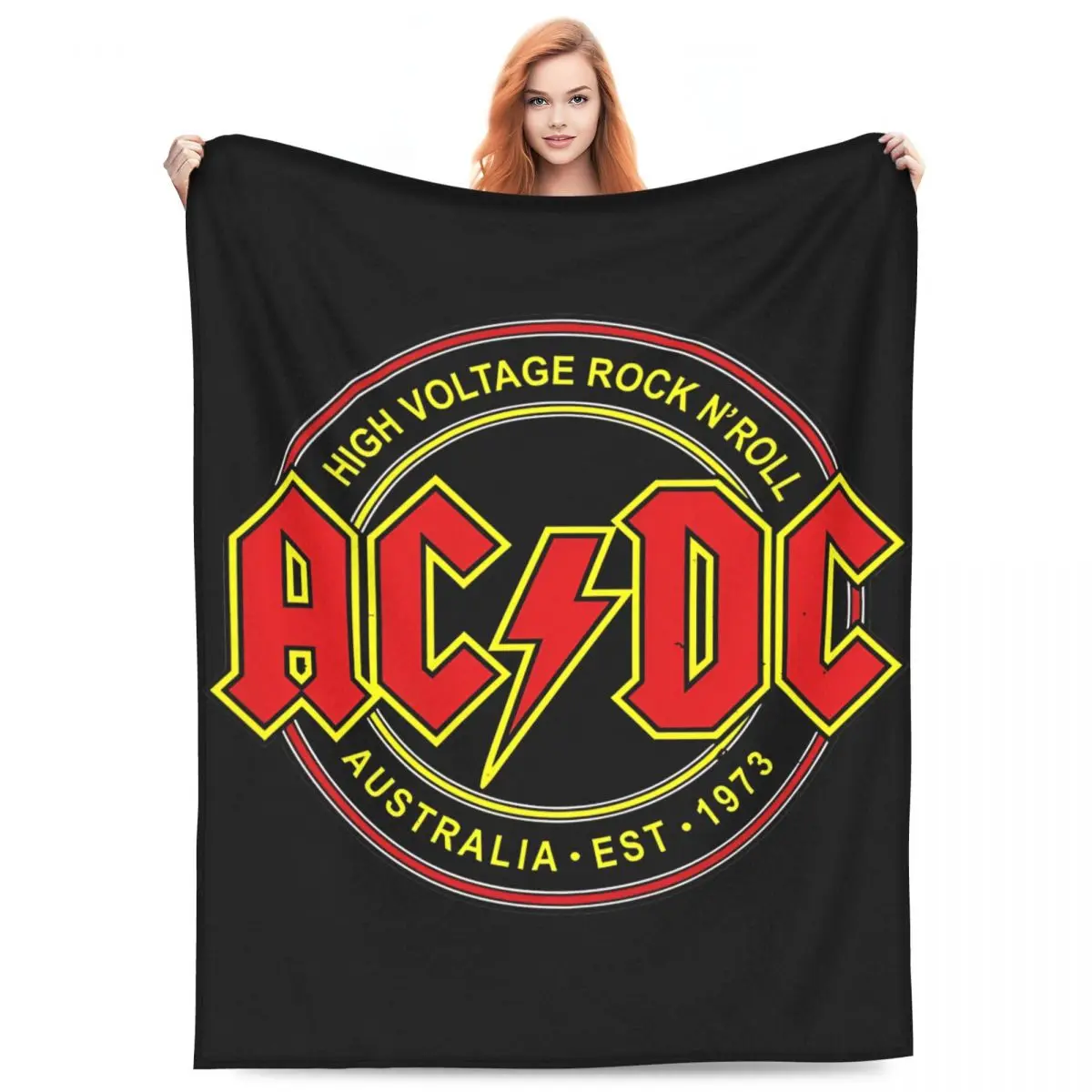 AC DC Heavy Metal Band Blanket Flannel Winter Portable Lightweight Throw Blanket for Sofa Office Bedspread