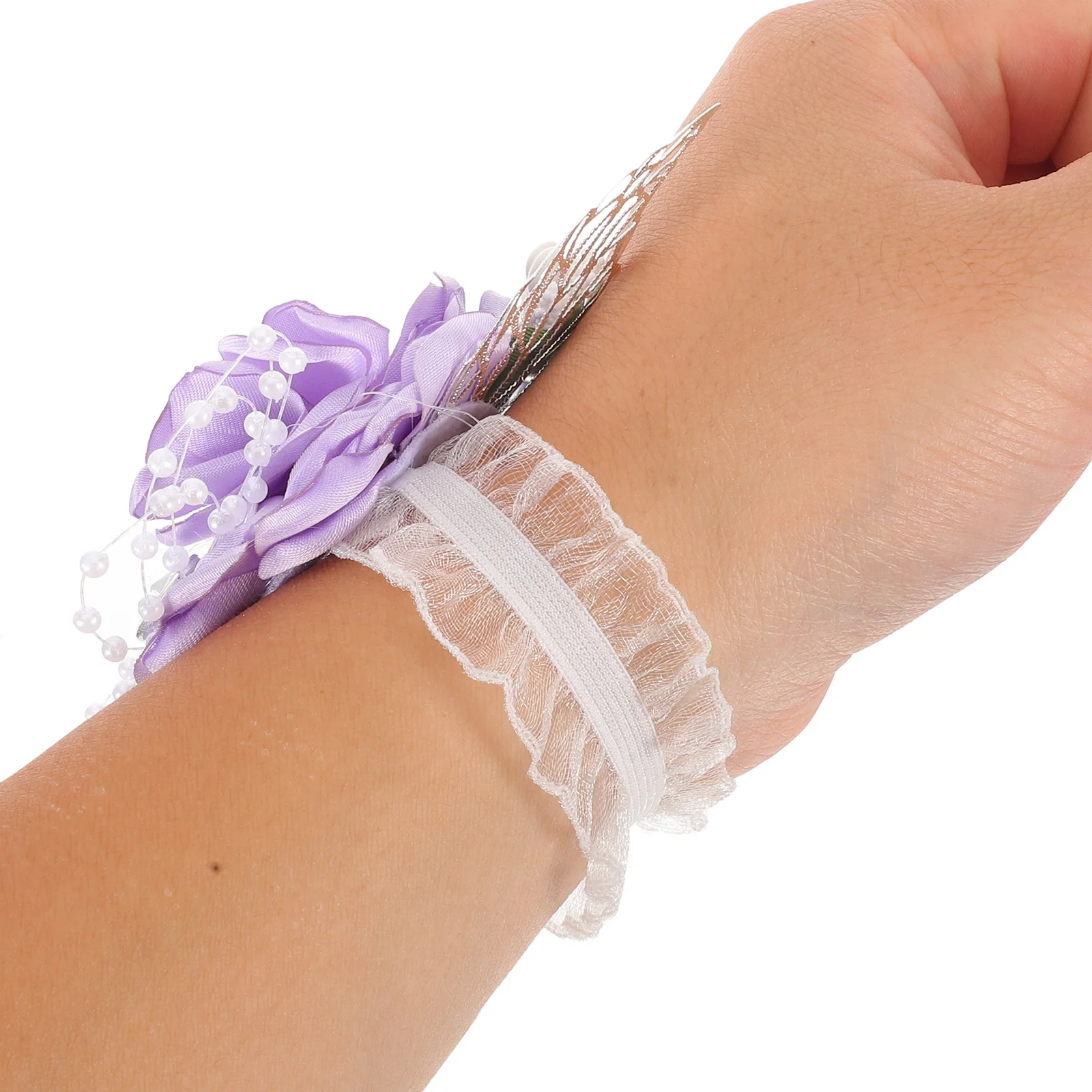 

1Set Wedding Flower Set Corsage Wristlet Boutonniere Set Bridal Groom Bridesmaids Artificial Wedding Wrist Corsages