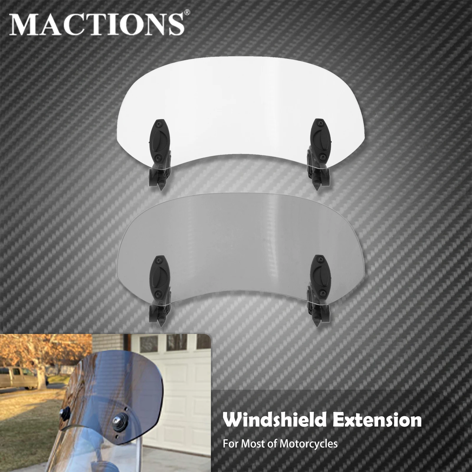 Motorcycle Universal Windshield Extension Adjustable Spoiler Clamp-On Windscreen Deflector For KAWASAKI For Harley For Honda