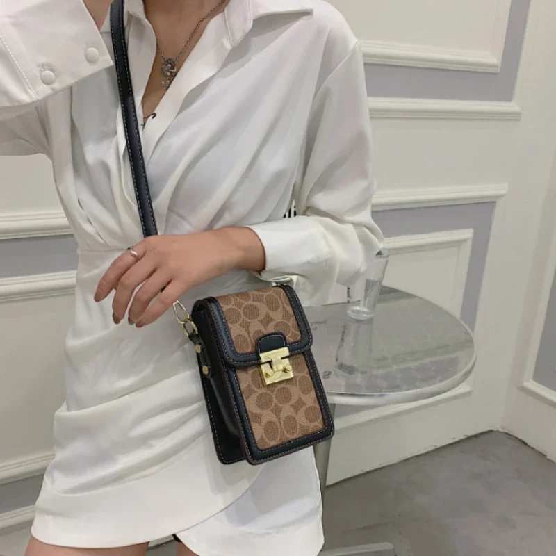 Koreaanse Stijl Dame Pu Gemengde Colour Draagbare Mini Tas Stijlvolle Draad Telefoon Chique Veelzijdige Crossbody Tas Boodschappentas Schoudertas