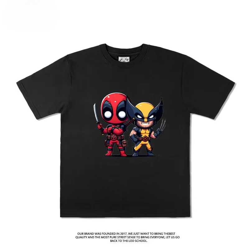 Deadpool and Wolverine Same Deadpool Marvel Movie Peripherals Clothes Short Sleeve T-Shirt Half Sleeve Men and Women