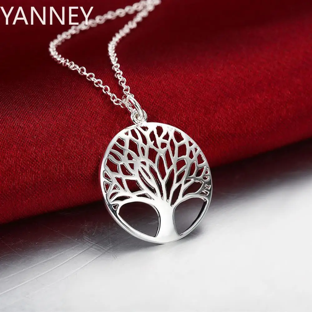 

925 sterling Silver Charm Round tree Pendant Necklace For Women Luxury Fashion Party Wedding Accessories Jewelry Christmas Gifts