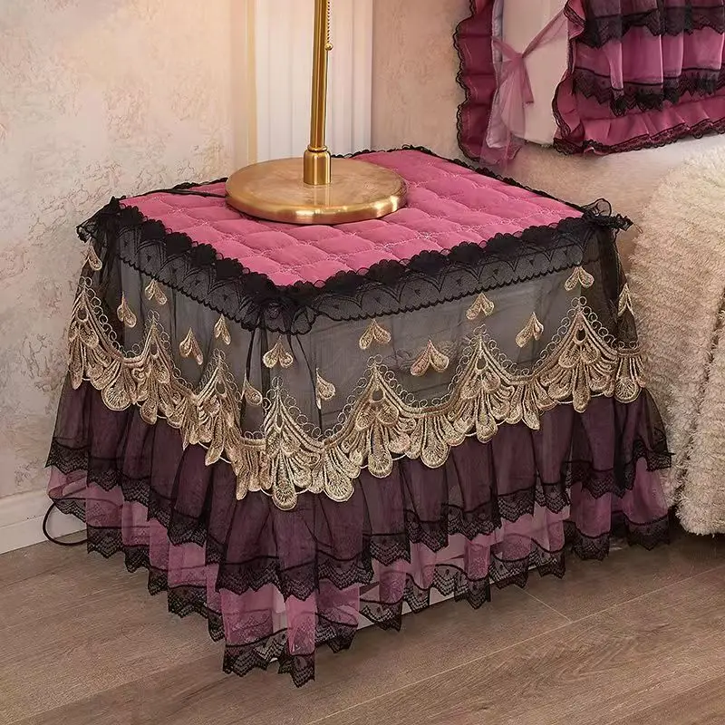 European Style Lace Jacquard Tablecloth Decoration Nightstand Bucket Cabinet Machine Cover Cloth Multi-Function Dust Cloths