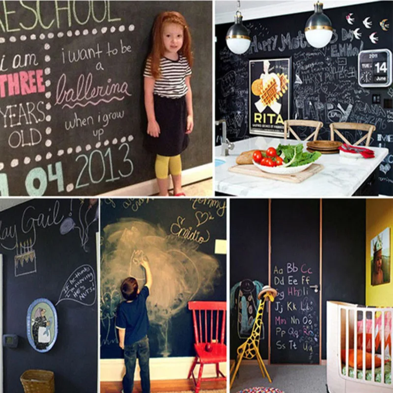 

PVC Draw Mural Decor ChalkBoard Blackboard Stickers Chalk Board Erasable Wall Sticker for Kids Rooms Bedroom Office 45x200cm
