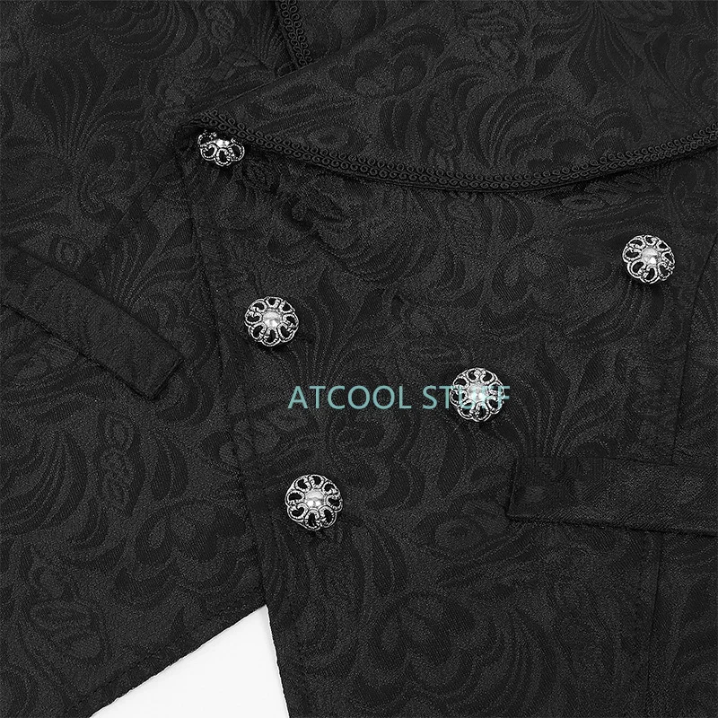 Gothic Waistcoat Mens Medieval Slim Fit Coat Steampunk Adult Cosplay Medieval Renaissance Jacquard Formal Dress Vest For Suit