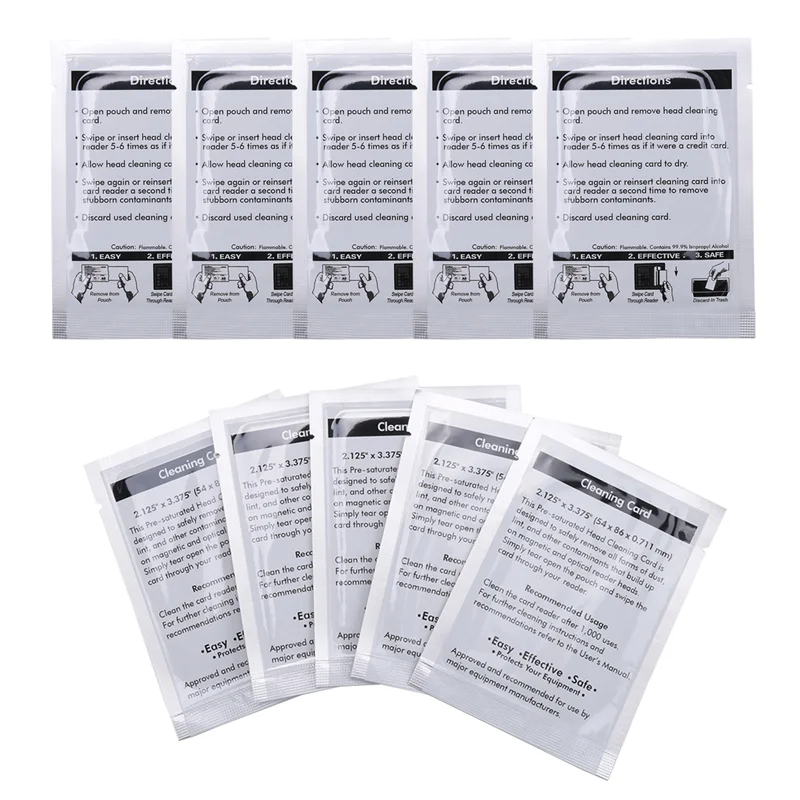 

ABMF-CR80 Cleaning Cards, Dual Side Card Reader Cleaner, POS Swipe Terminal Cleaning Cards CK-CR80 Card Chip Cleaner (10PCS) Whi