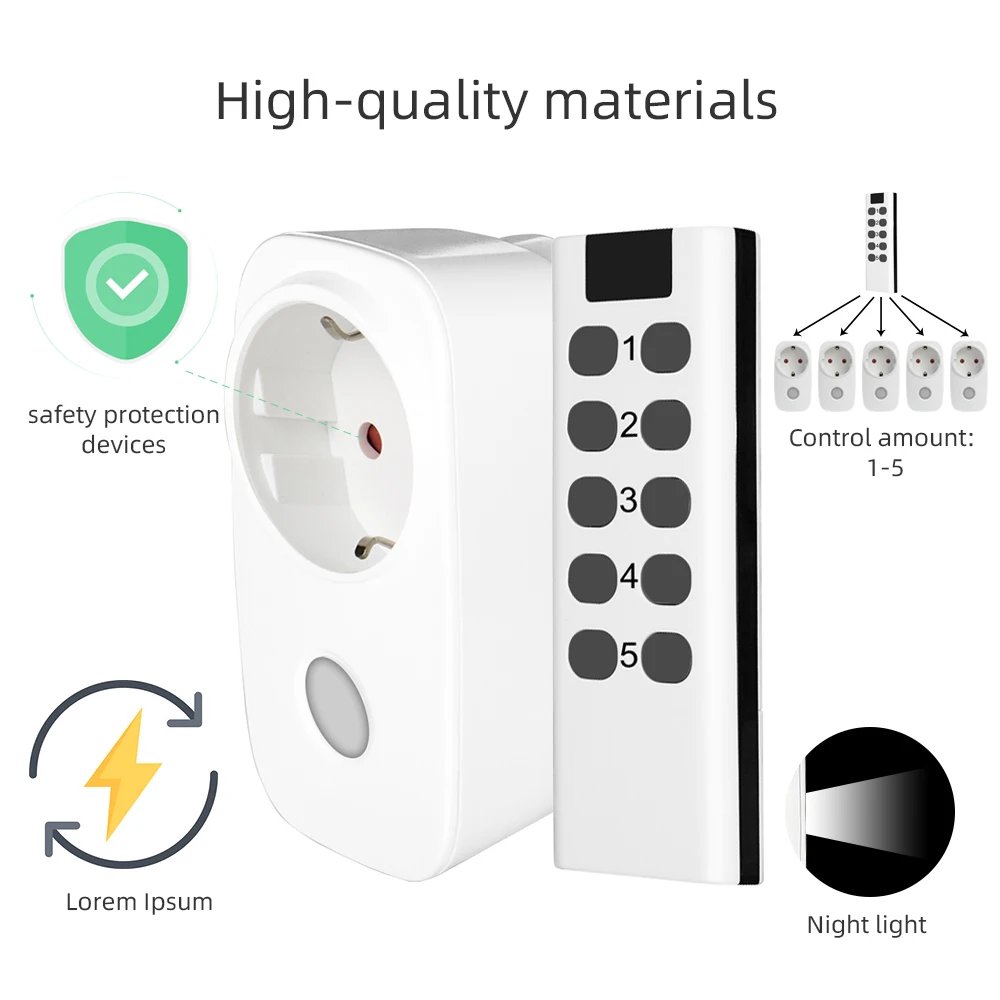 

16A RF Switch Smart Plug EU French Socket 433Mhz Universal Remote Control Controller Programmable Light Outlets Home Assistant