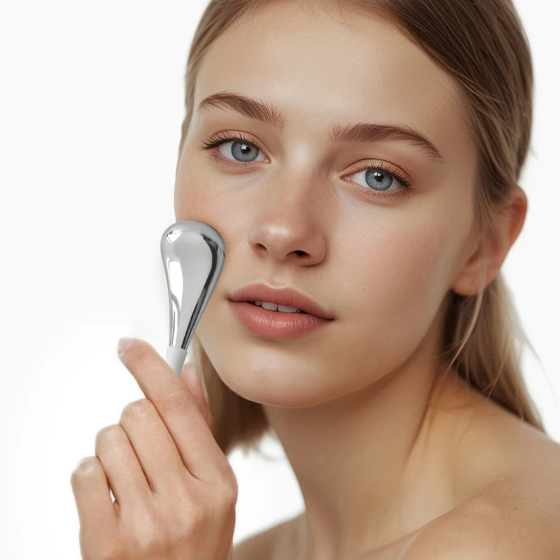 Mini bâtons cryogéniques pour le visage, 2 pièces, soins de la peau, Globes de glace pour femmes, Massage du visage et des yeux, outil de beauté en acier inoxydable, rouleau de refroidissement Gua Sha