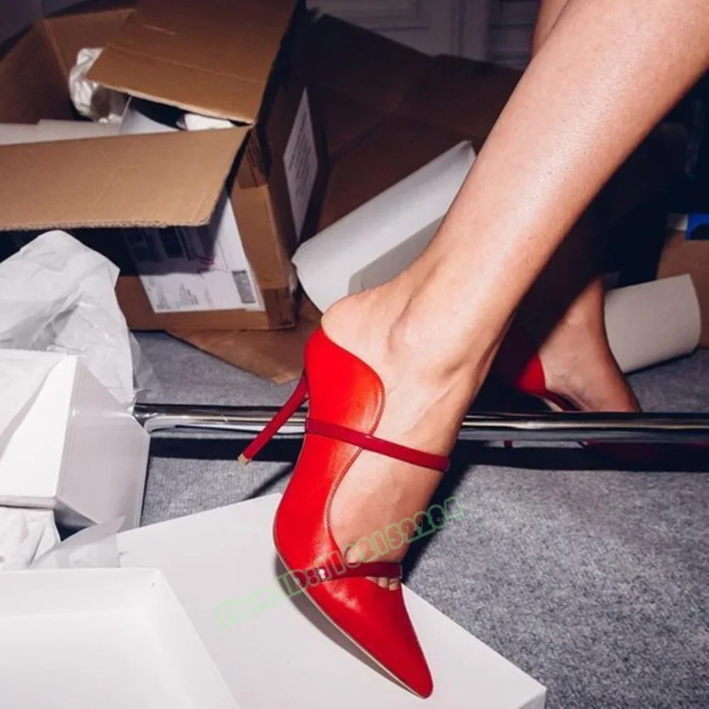 Pointy Toe Solid Sandals Thin High Heels Slip On Straps New Style Sandals Women Summer Sexy Shoes Designer Party Casual Shoes