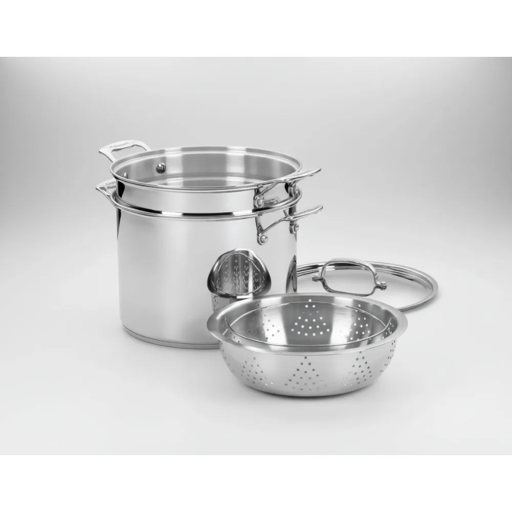 

Набор посуды премиум-класса из 4 предметов из нержавеющей стали со вставкой для пароварки — идеально подходит для любителей макарон и домашних повара