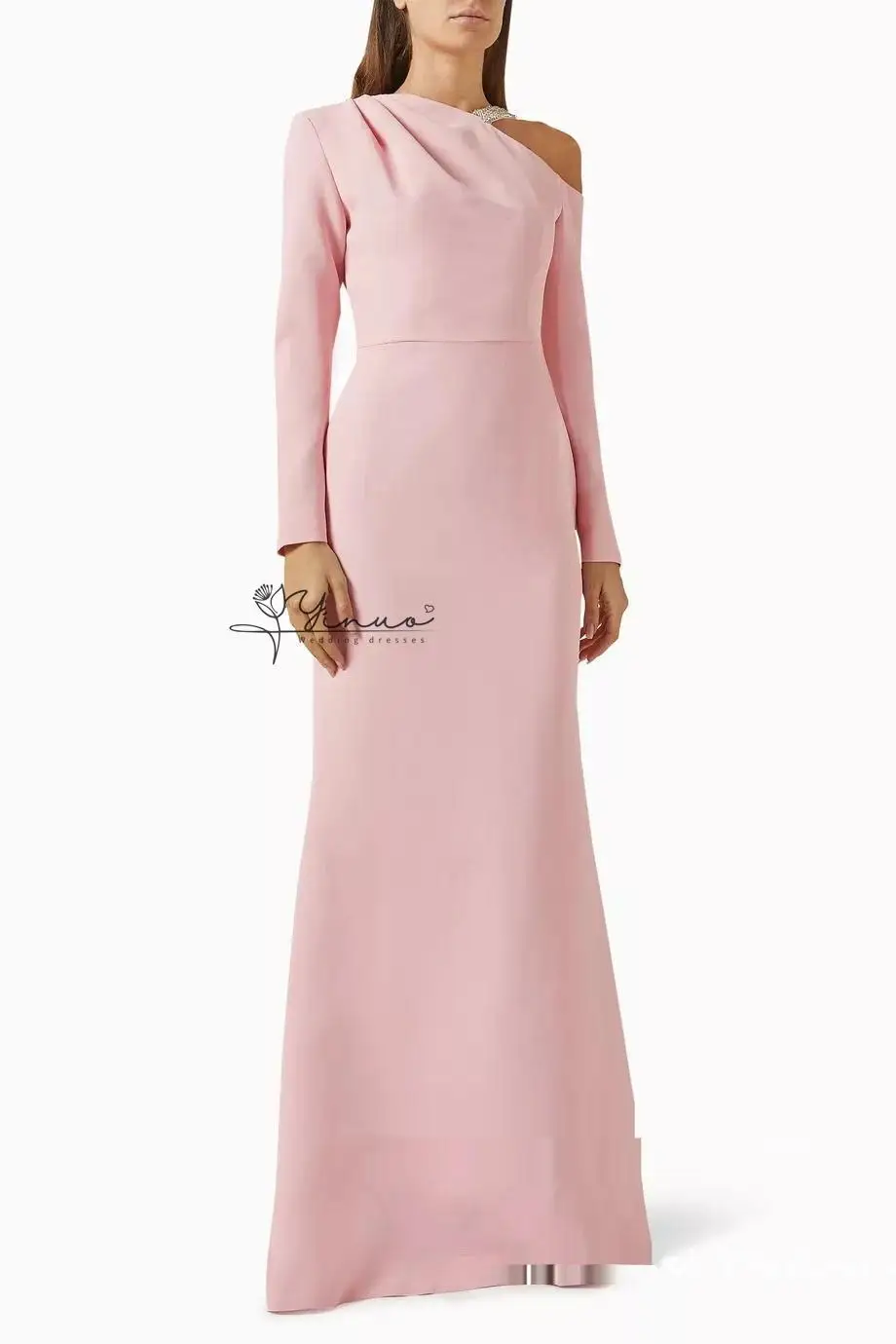 Gaun Prom Kustom 2025 Gaun Pesta Pernikahan Panjang فساتين سهرة dengan Lengan Panjang Formal Koktail yang Dihiasi Kristal