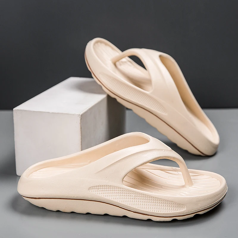 

Мужские шлепанцы для улицы и дома, удобные тапочки с толстой мягкой подошвой, пляжные сандалии, нескользящие тапочки для ванной и дома