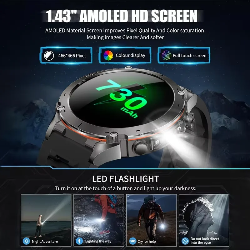2025 Outdoors GPS Smartwatch 10ATM Waterproof AMOLED HD Display Built-in Dual-band GNSS Military Fitness Sport Clock Men Watches