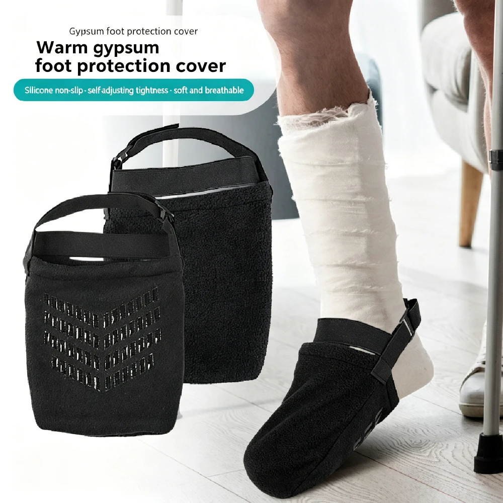 1PCS Fleece Half Palm Foot Sleeve for Cast, Toe Anti-Wear Shock Absorber, Windproof Warm Foot Cover for Cast Wearers & Cycling