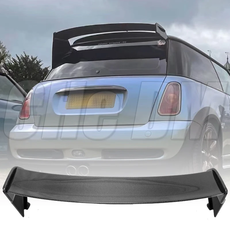 Car-styling JCW Carbon Fiber Roof Spoiler Glossy Finish Rear WIng Lip Fibre Splitter Drift Kit For Mini Cooper R56 Ver.2.11/2.12