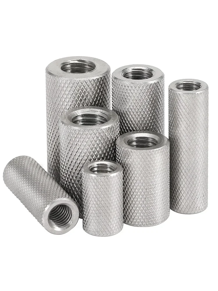 304 Stainless Steel Extended Cylindrical Flat Head Knurled Hand Screw Nut Mesh Nut Adjustment Nut M2 M2.5 M3 M4 M5 M6 ~M16