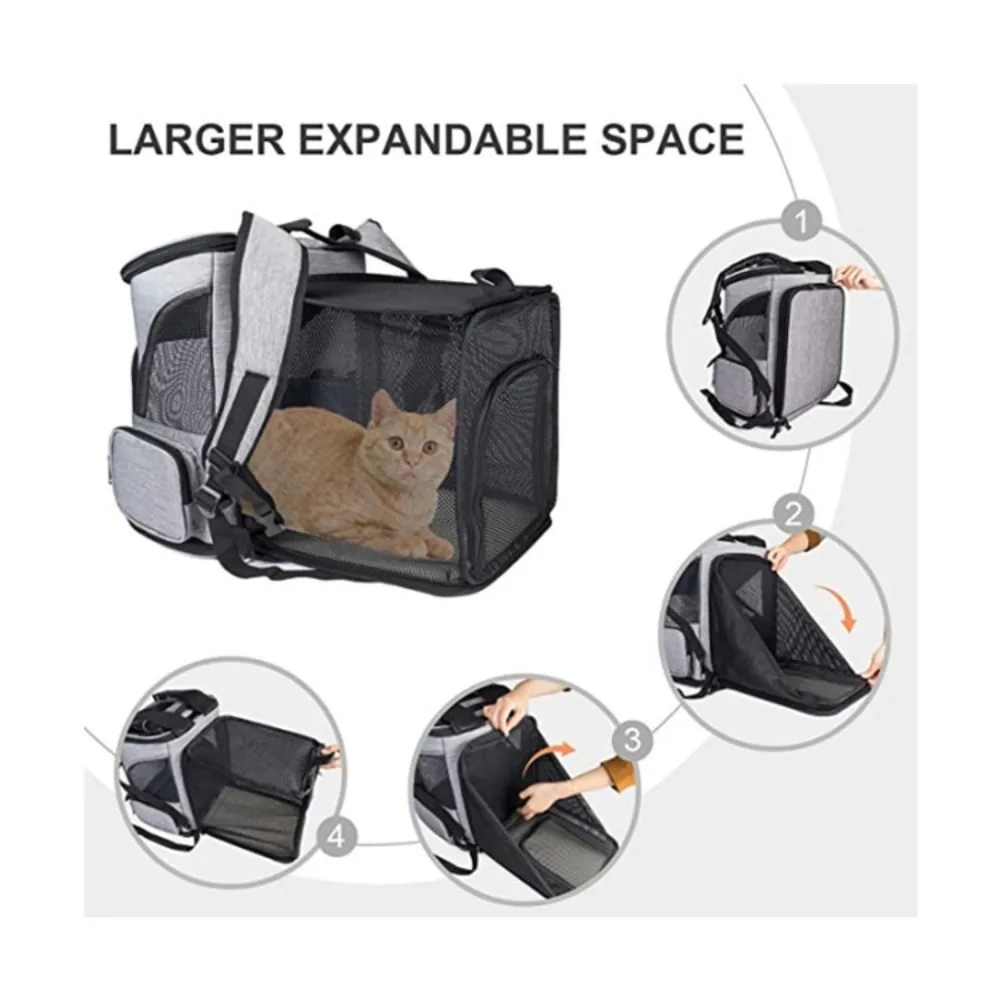 

New Expandable Out Puppy Backpack Large Capacity Foldable Pet Bag Breathable Cat Backpack for Pet Carrier