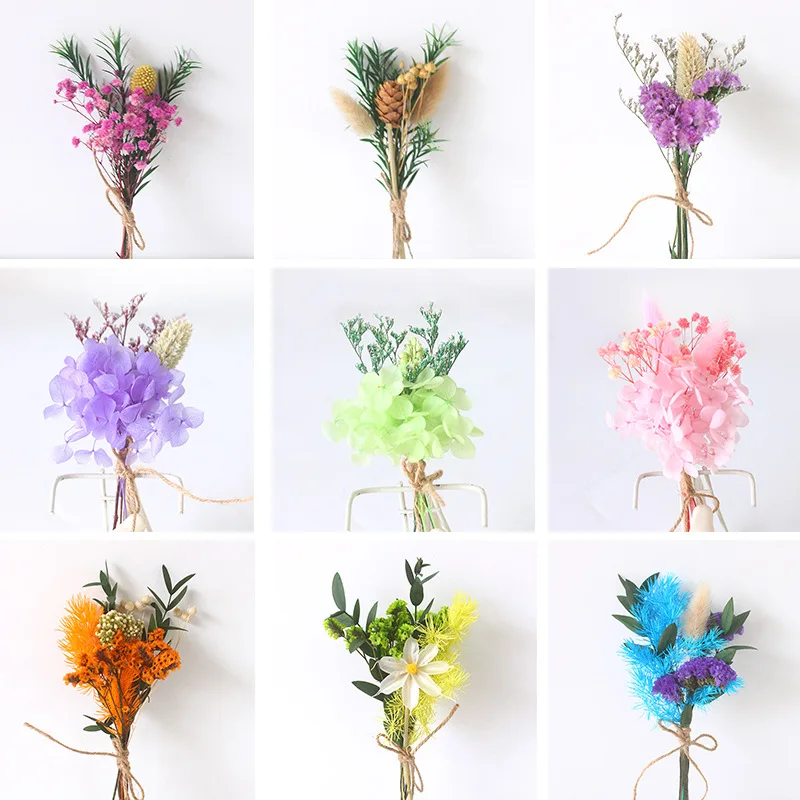 

Preserved Hydrangea Dried Flower Pampas Grass Home Wedding Decoration Flora Bouquet Flowers Valentines Day Gift Craft Decoration