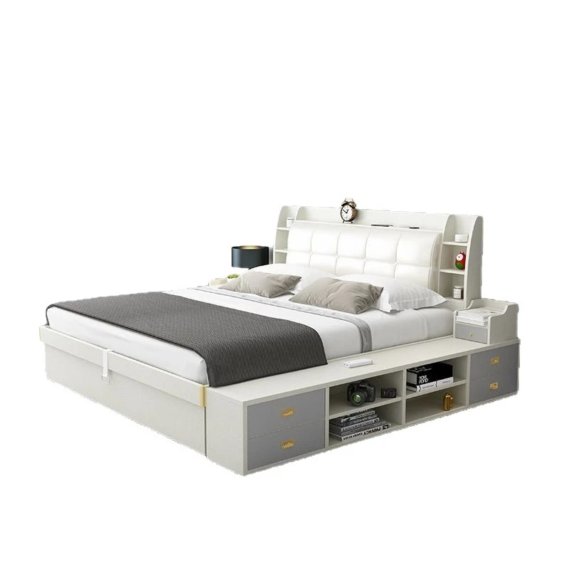 

Pneumatic high box storage bed household master bedroom small apartment storage plate modern simple double bed