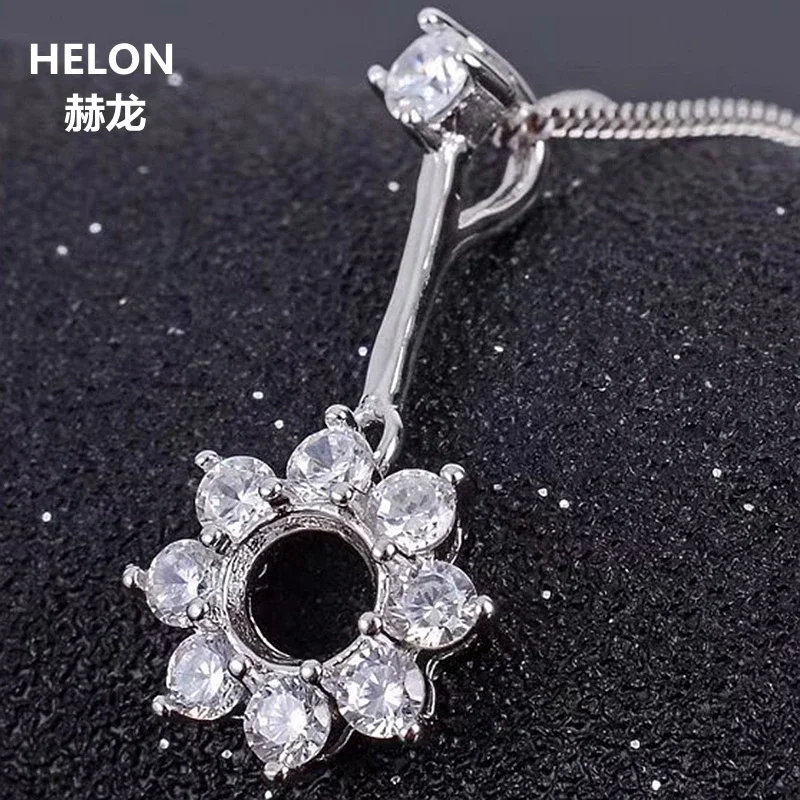 5mm Round Cut Semi Mount Pendant 925 Sterling SIlver Women Classic CZ Cubic Zirconia Pendant Gemstone Setting