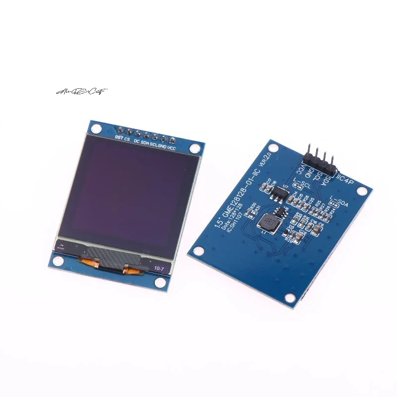 

4PIN 7PIN SH1107 Driver IIC 4 Pins White For Raspberry Pi For STM32 1.5 Inch 1.5" 128x128 OLED Screen Display Module