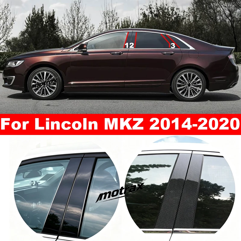 Car Window Decorative B C Column Molding Door Glossy Pillar Strip Car Decoration Accessories for Lincoln MKZ 2014-2020
