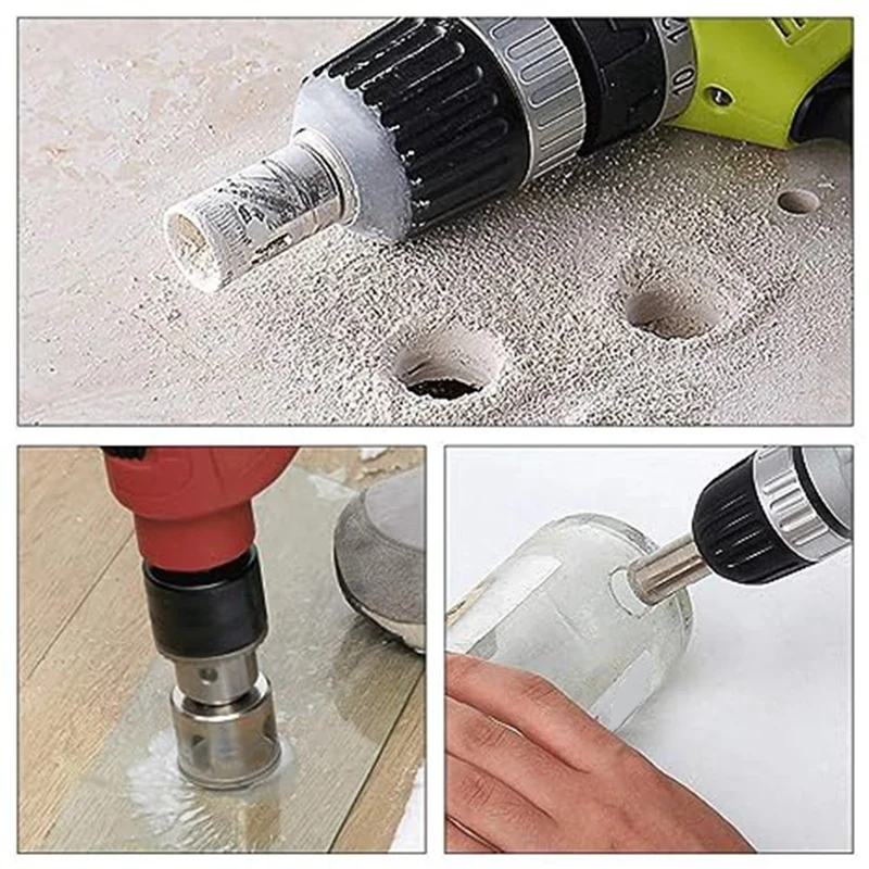 Diamond Glass Drill Bit Set Diamond Marble Hole Opener Grinder Glass Hole Saw Drill Bit Extractor Easy To Use