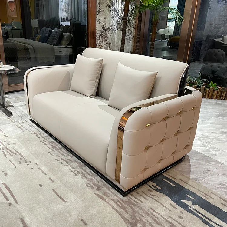 

Modern Italian Style Luxury Designer Hotel Lobby Sofa Set Furniture Sectional Sofas Leather Living Room Furniture