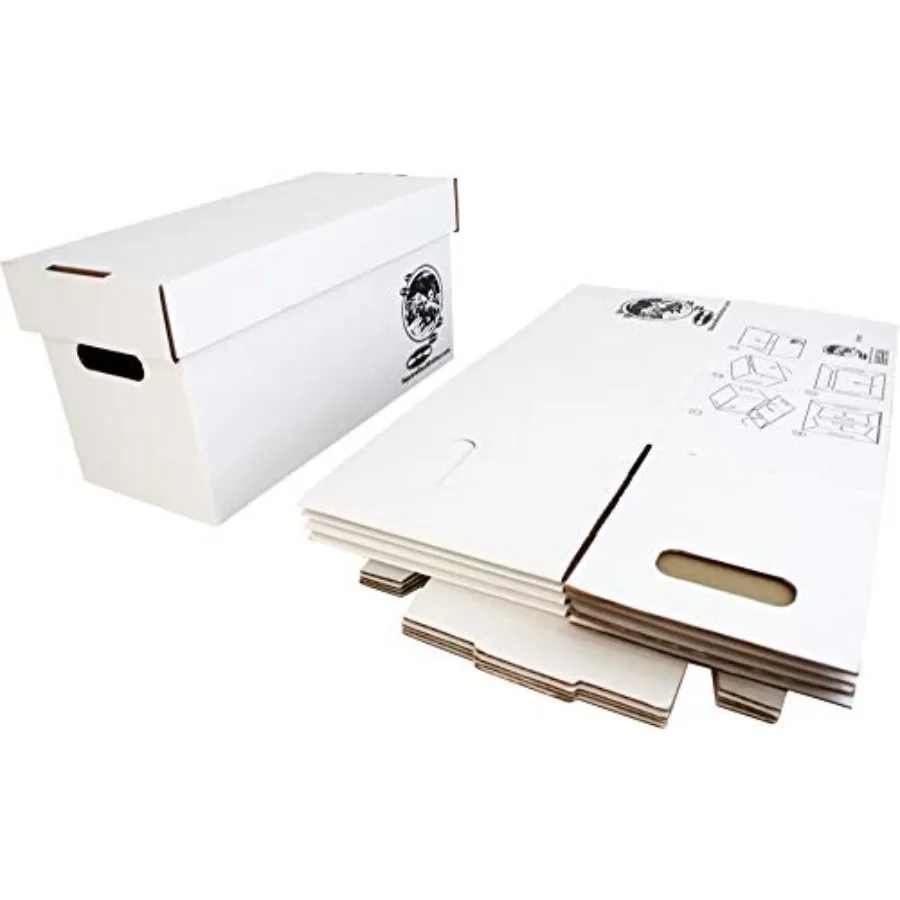 

Прочный набор из 7-дюймовых коробок для хранения виниловых пластинок - прочная картонная конструкция со съемной крышкой - вмещает до 200 пластинок