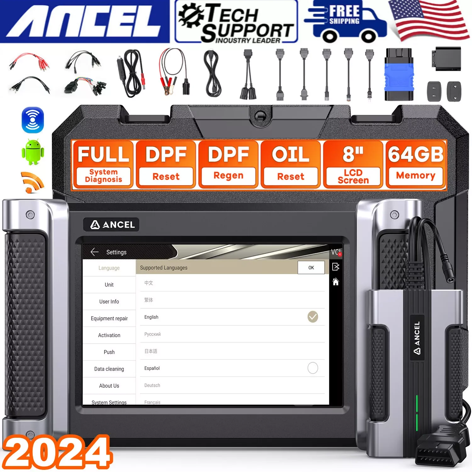 ANCEL HD8000 Diesel Heavy Duty HD Truck Scanner DPF Regen OBD2 Diagnostic Tool Full System For Fuso Hino ISUZU ﻿