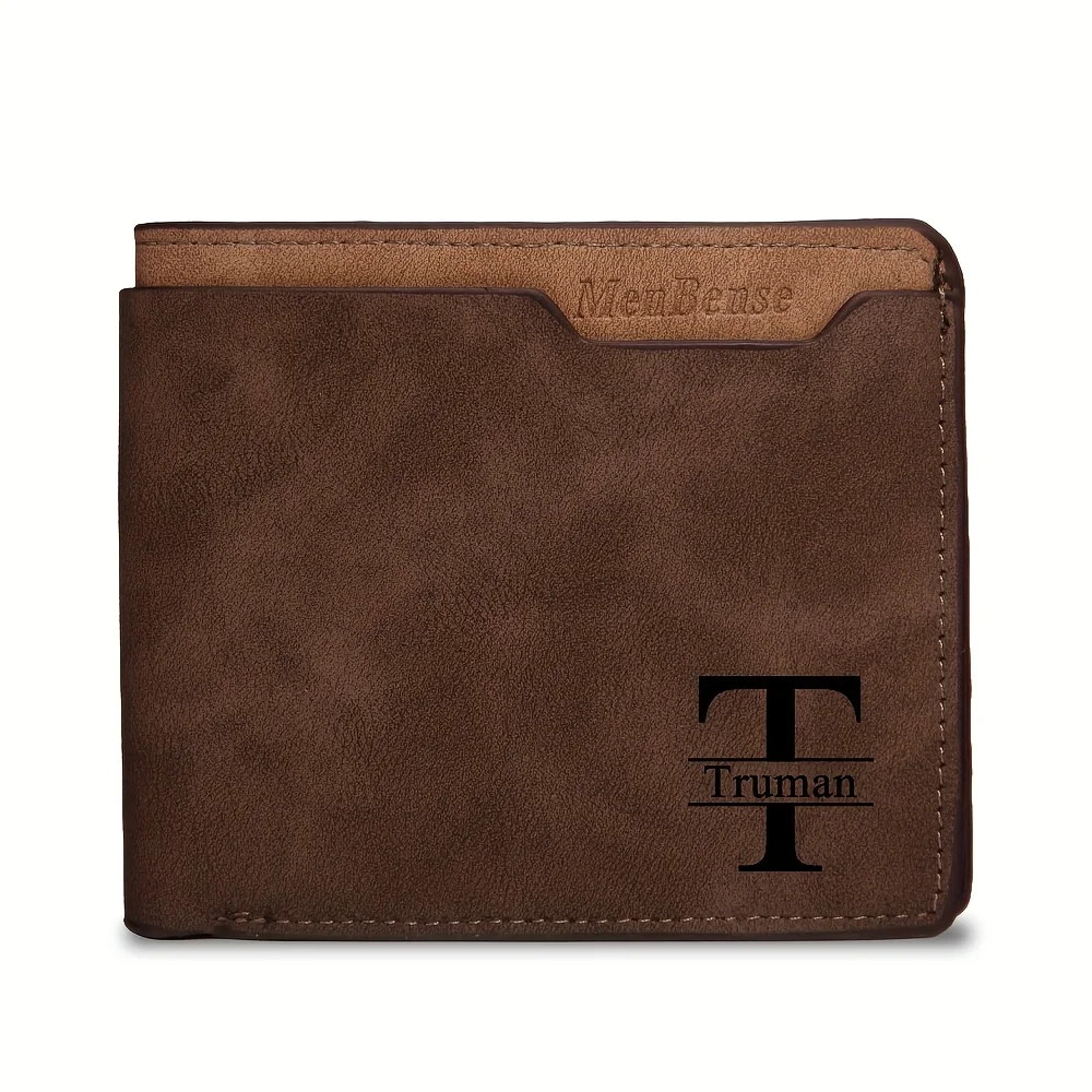 Customized Name Luxury Male Short Wallet Name Engraved High Quality Men Slim Card Holder Brand Purse Exclusive Father's Day Gift - view 5