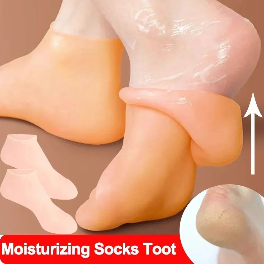 Silicone Protective Moisturizing Socks Foot Cover Skin-Friend Spa Massage Moisturizing Gel Socks for Dry Cracked Feet Foot Care