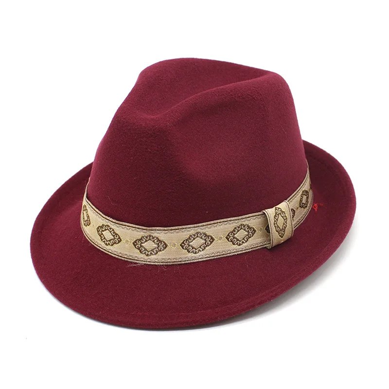 Autumn And Winter Women S Top Hat British Classic Fedora Hat Woolen Hat New Small Roll Brim Hat Tibetan Denim Top Hat 5
