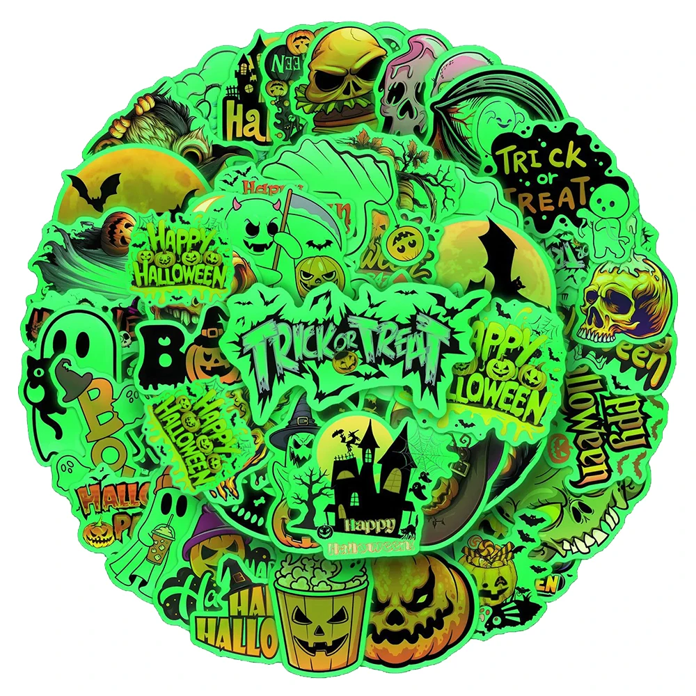 10/30/50 stücke Leuchtende Halloween Dekoration Aufkleber Gothic Kürbis Graffiti Aufkleber Spielzeug Wasserdicht DIY Telefon Fall Skateboard