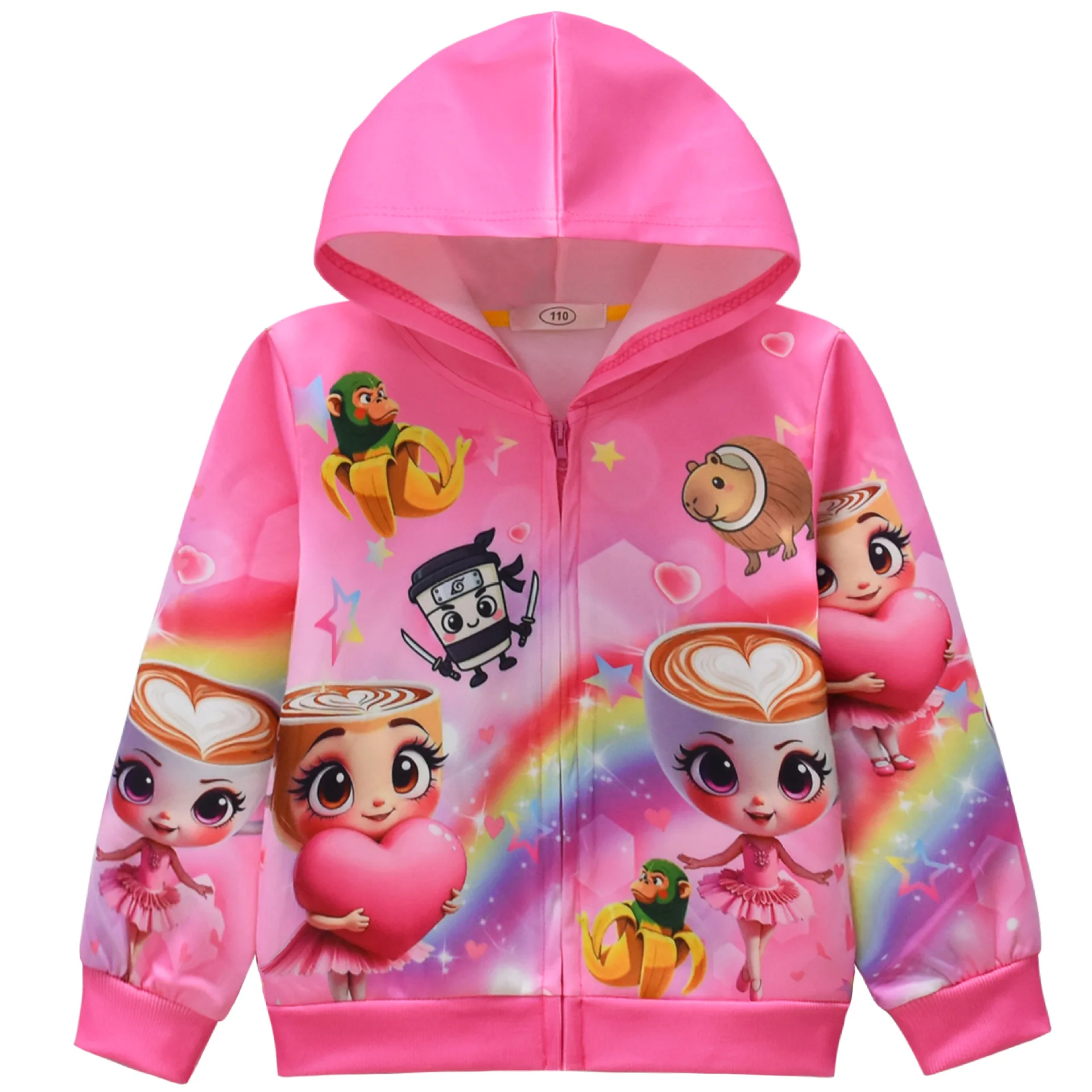 

Ballerina Capuccina Italian Brainrot Funny Meme Boys Girls Outwear Jacket Kids Hooded Print Cartoon Coat Top Children Clothes