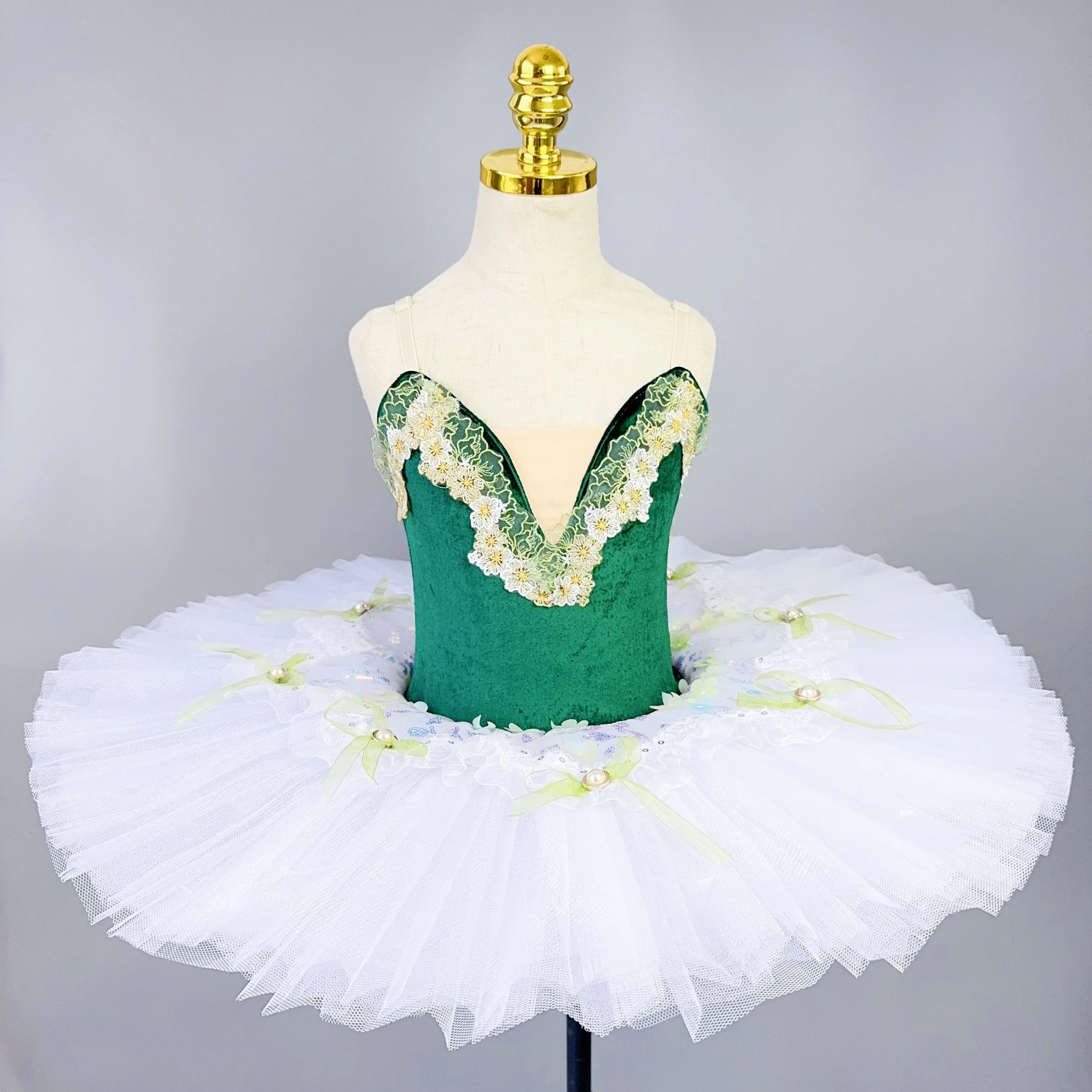 

Child Professional Ballet Tutu Dress Girls Green Swan Lake Pancake Ballet Skirt Kids Ballerina Dress Dance Costume
