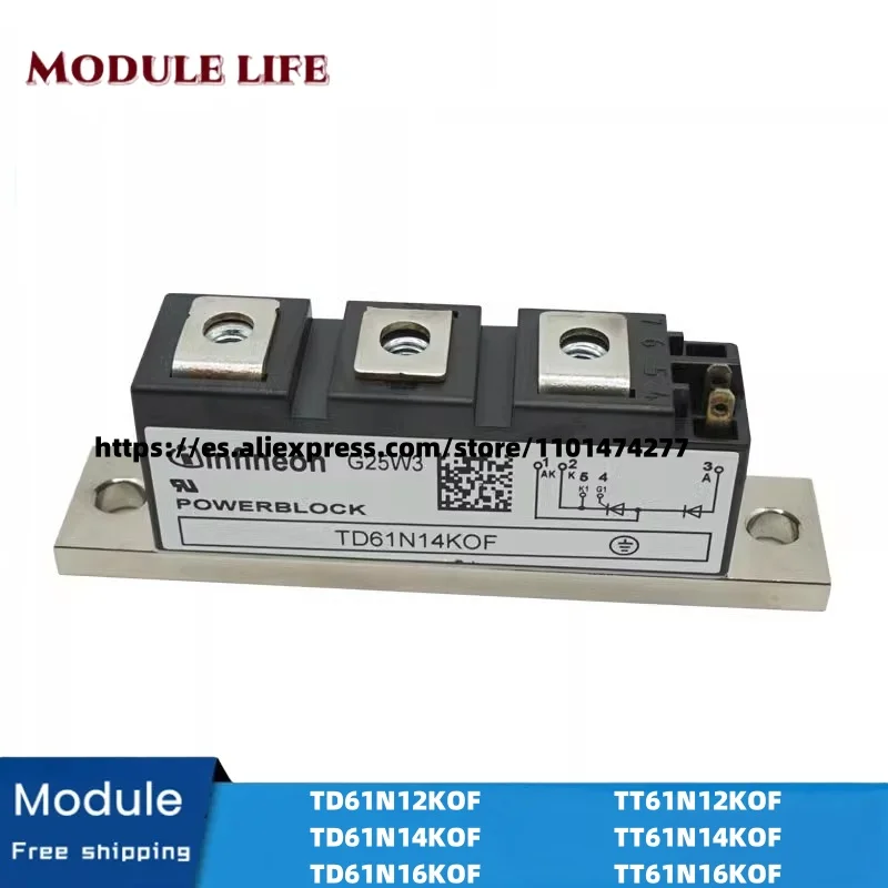 

TD61N12KOF, TD61N14KOF, TD61N16KOF, TT61N12KOF, TT61N14KOF, TT61N16KOF Original new module