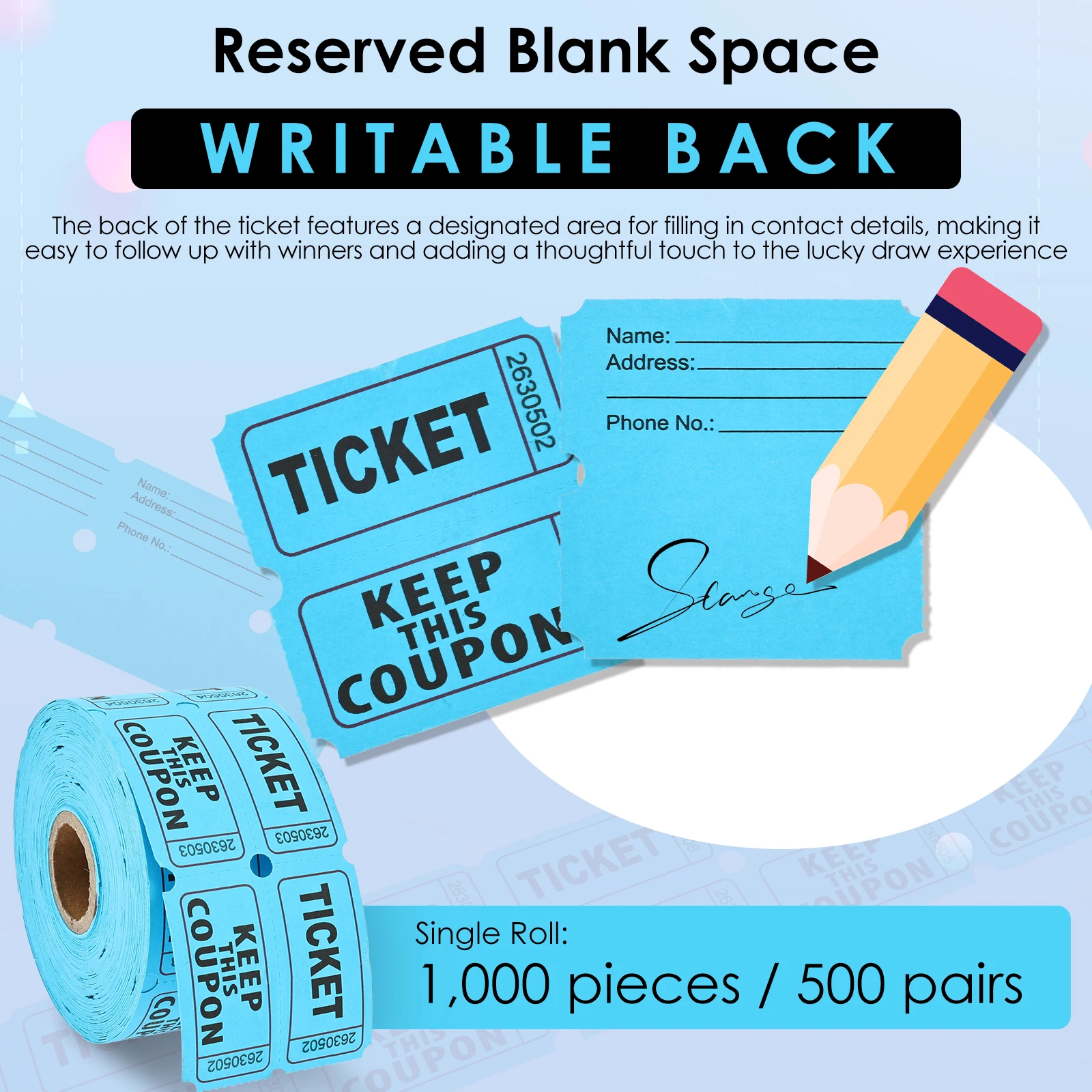 2/6 Rolls Colorful Tearable Raffle Tickets Double Rolls Admission Ticket Game Ticket For Events Carnivals Entry Class Reward view 4