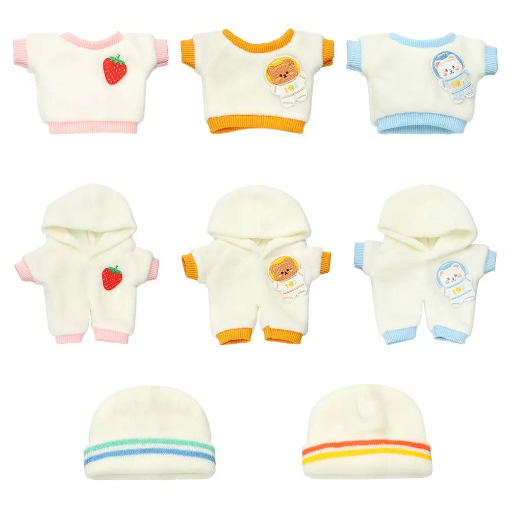 20CM Doll Clothes Plush Tops Sweatshirt Conjoined Garment Miniature Knitted Hat For Idol Dolls Accessories Cotton Stuffed Toys