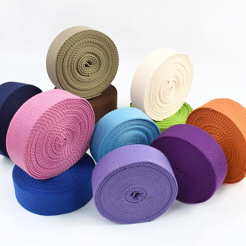 

2-10Meters 25mm Cotton Webbing Ribbon 2mm Thick Canvas Tape Bag Strap Belt Sewing Garment Bias Binding Band Clothes Accessories