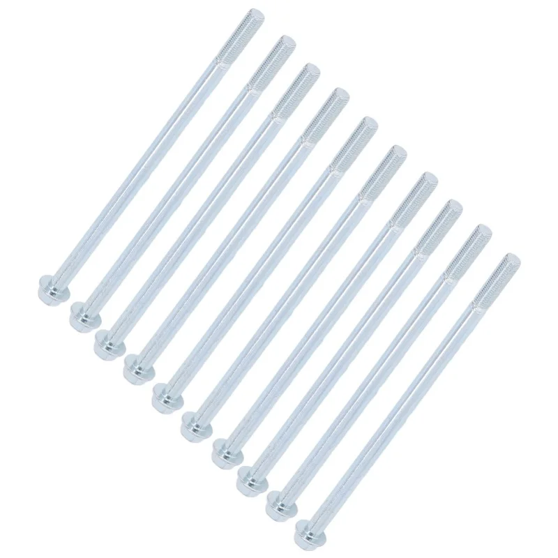 10 Pcs Half Thread Bolt Fine Thread Carbon Steel Sturdy Lengthened Hex Half Tooth Bolts 10x210/230/250/265/275/280/285