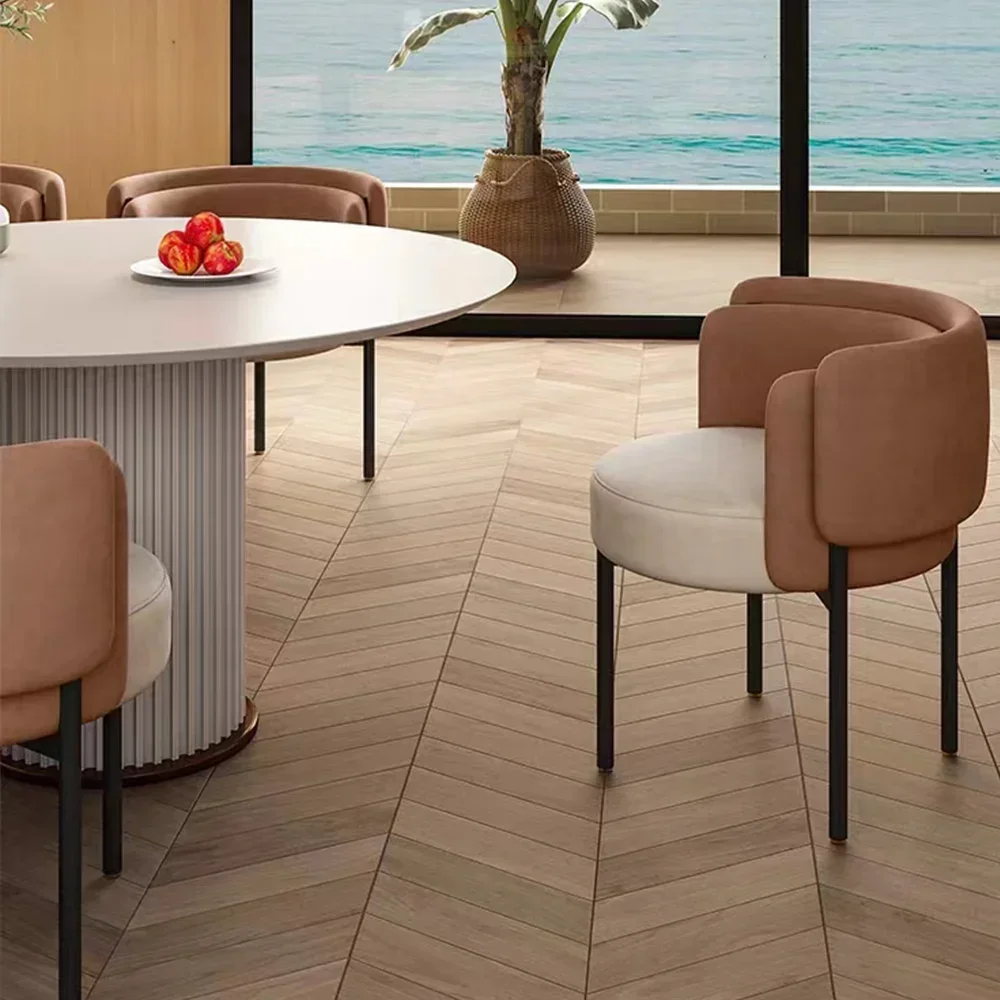 

'Italian Style Modern Luxury Dining Chair Upholstered Velvet Round Back Dining Chair With Armrests