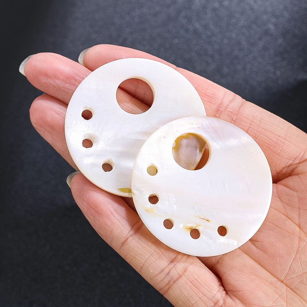 2PC 40mm Round Porous Design Raw Shell Flakes Natural Mother of Pearl Shell Charms DIY Jewelry Making Women Earrings Accessories