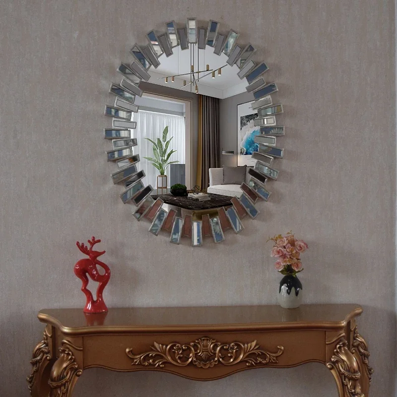 Table Elegant European Gold Oval Bathroom Mirror Vanity Mirror for Bathroom Sink Dressing Style Wall Decor with Frame