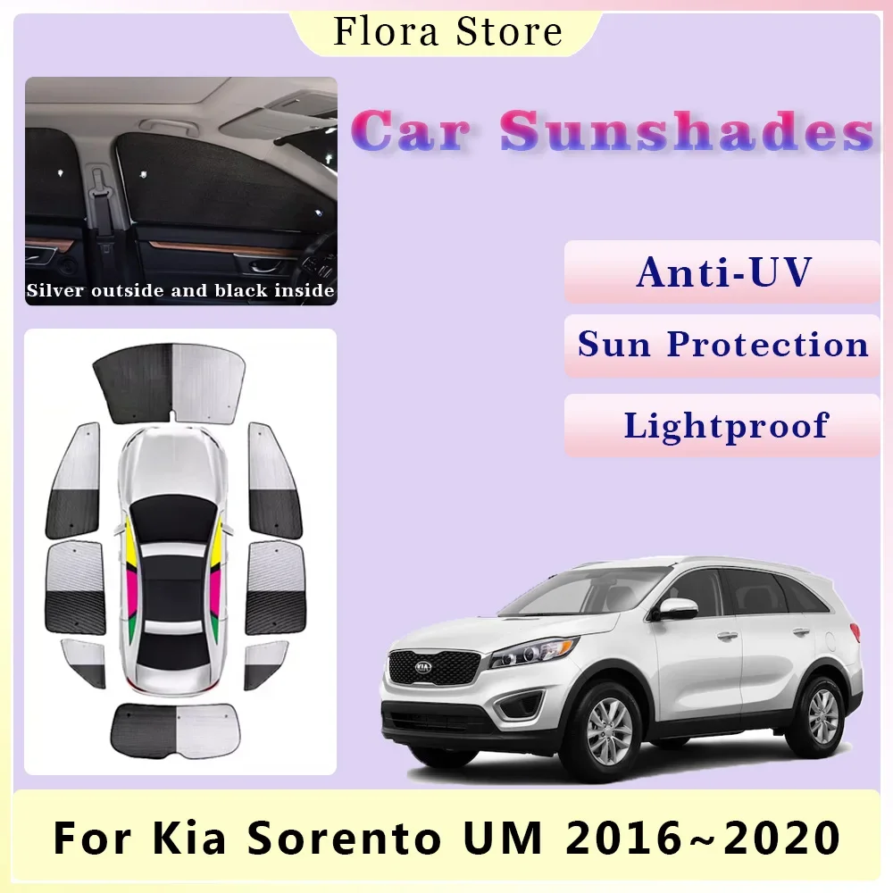 Parasoles para coche, visera para ventana lateral trasera, cobertura completa, accesorios para cortina de parabrisas, para Kia Sorento UM Sport SWB L LX EX 2016 ~ 2020