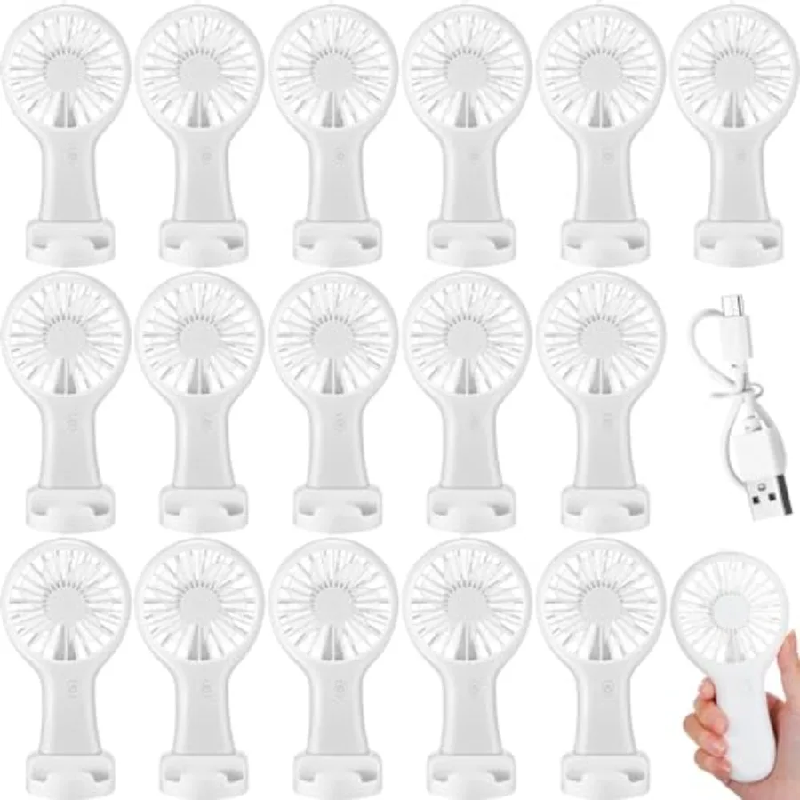 

Mini handheld fan for outdoor, beach, wedding use; ABS plastic, white; 3-speed, USB-rechargeable, compact desk fan ideal summer