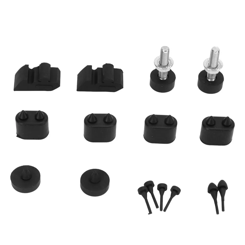 16PCS Black Hood Adjuster Metal + Rubber Fine Craft Bumper Plug Kit for Camaro 1967‑1969/Camaro Convertible 1967‑1969
