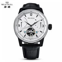 Reloj con volante de inercia Seagull para hombre, relojes mecánicos automáticos, calendario completo, indicador de energía, reloj multifunción 5Bar 44mm 1327