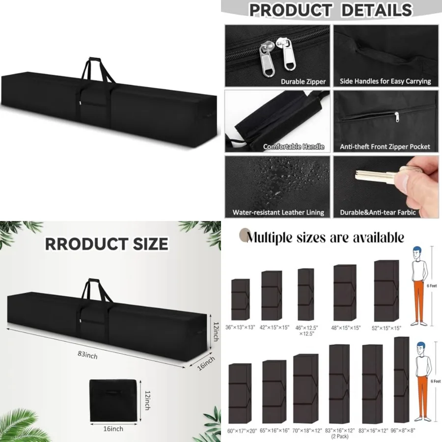 

Inch, 2 L Etra Large Duffle Bag Camping Tent Storage Bag Heavy Duty Waterproof Sports Equipment Carrying Case for Tent Pole Tra